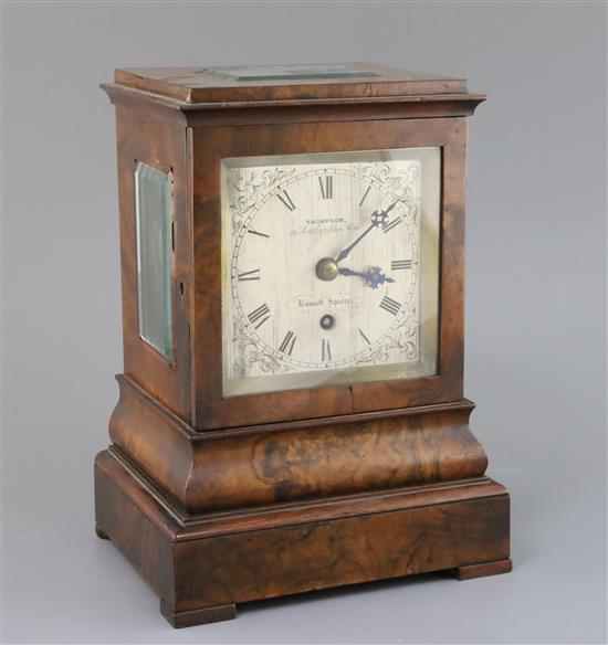 Thompson, 53 Southampton Row, Russell Square. An early Victorian walnut four glass bracket timepiece, height 11.25in.